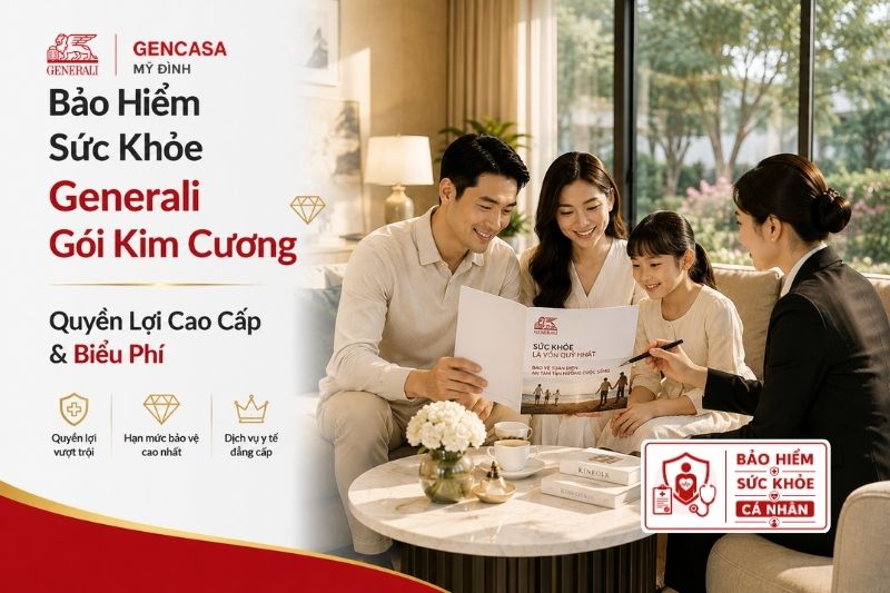Bảo hiểm sức khỏe Generali gói kim cương có quyền lợi cao cấp gì.