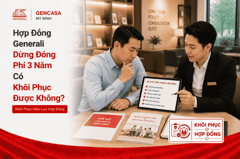 Hợp đồng generali dừng đóng phí 3 năm có khôi phục được không